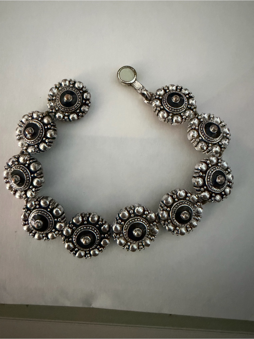 Vintage SterlingStyle Silver Floral Link Bracelet  Silver